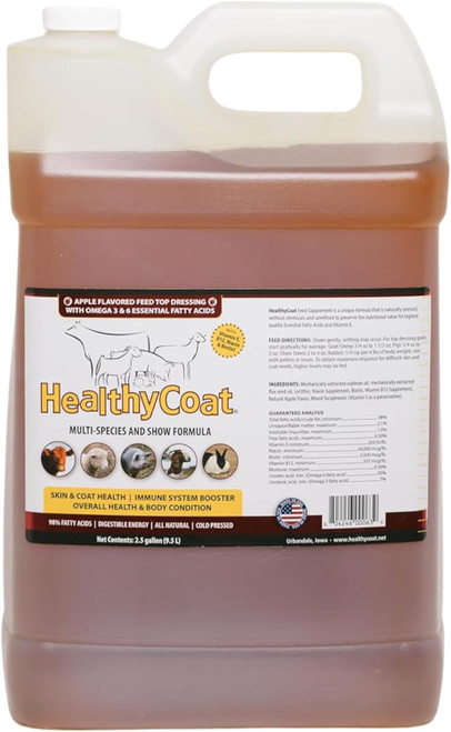 HealthyCoat Multi-Species and Show Formula Supplement: 2.5 Gallon. Skin, Coat, Body Condition, Allergies, Immune System
