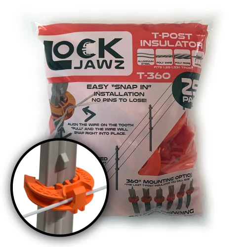 LockJawz T-Post Fence Insulator Orange (100)