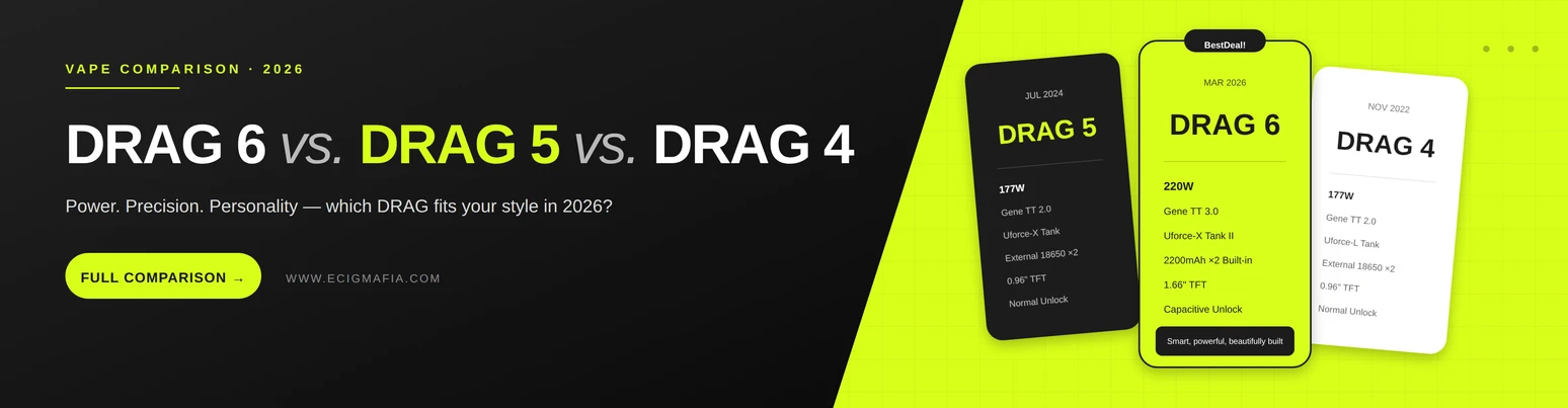 Voopoo DRAG 6 vs DRAG 5 vs DRAG 4: Which One Wins?