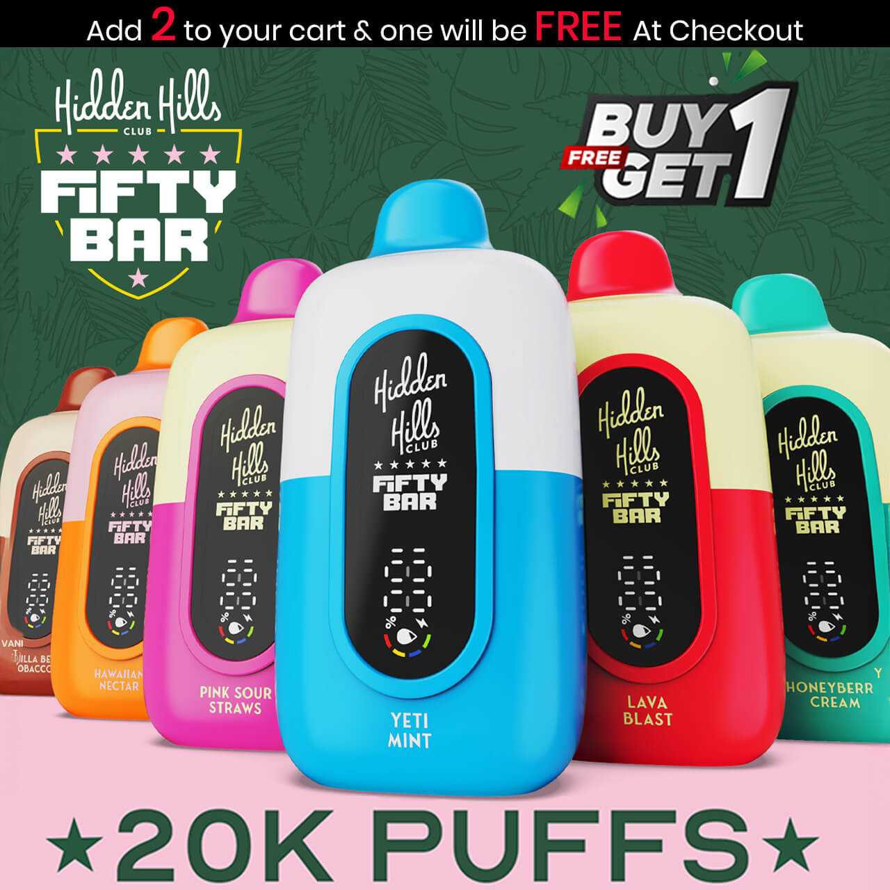 Yeti Mint Hidden Hills X Fifty Bar V2 20k Disposable Vape Hidden