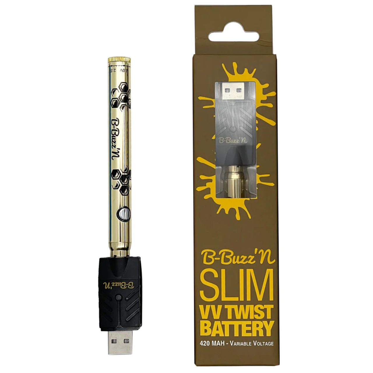 slim vape battery B-Buzz'n Slim VV Twist 420MAH Variable Voltage Vape Battery