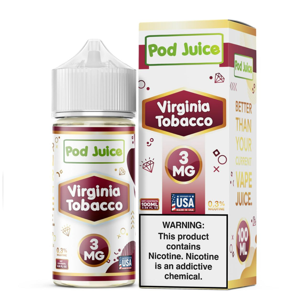 Shop Pod Juice Virginia Tobacco Free Nicotine E-Juice 100ml