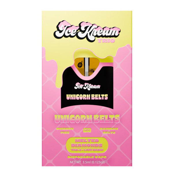 ICE KREAM Trio THCP Disposables 3.5G-Unicorn Belts Unicorn Piss-Indica Rainbow Beltz-Indica Box