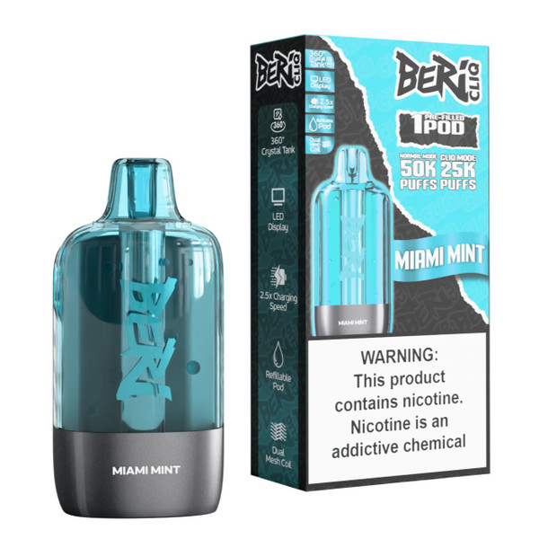 Beri Cliq 50K Replacement Pod Catridge - 1PK Miami Mint