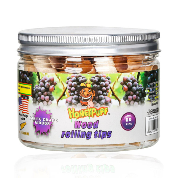 HONEYPUFF WOOD ROLLING TIPS JAR 60CT-White Grape Woods