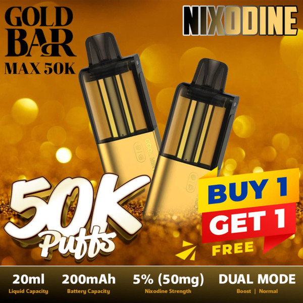 Gold Bar Max Nixodine Pre-filled Replacement Pod (50000 Puffs) - Buy 1 Get 1 Free