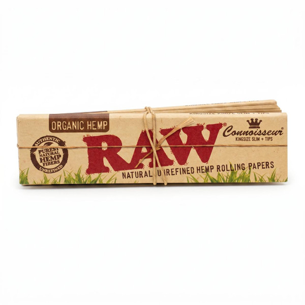 Raw King Size Connoisseur Papers + Tips 1PK-32CT Organic Hemp