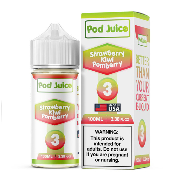 Pod Juice Strawberry Kiwi Pomberry Nixodine 100ML E-Juice 3 MG