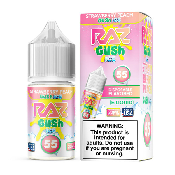 Pod Juice X Raz Strawberry Peach Gush Ice Nixodine Salt 30ML E-Juice 55mg