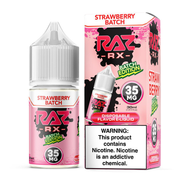 Pod Juice RX Raz Strawberry Batch Tobacco Free Nicotine 30ml Salt E-Juice 35mg