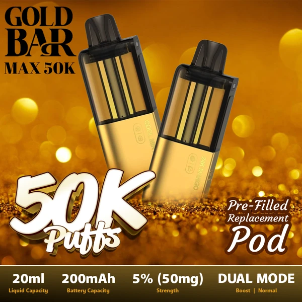 Gold Bar Max Pre-filled Replacement Pod (50000 Puffs)