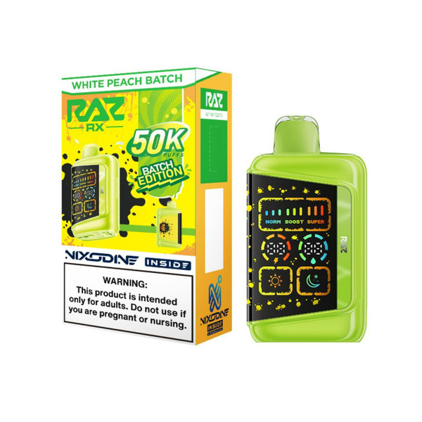 RAZ RX Nixodine 50K Puff Disposable White Peach Batch