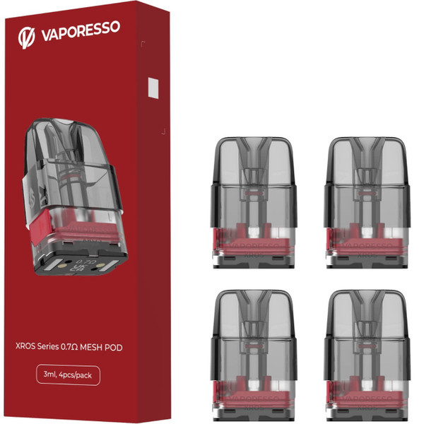 VAPORESSO XROS Replacement Pod Cartridge - 4PK 3ML Mesh 0.7 OHMS