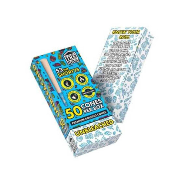 Tre House Premium Pre Roll Cones Shortys Unbleached 50pk