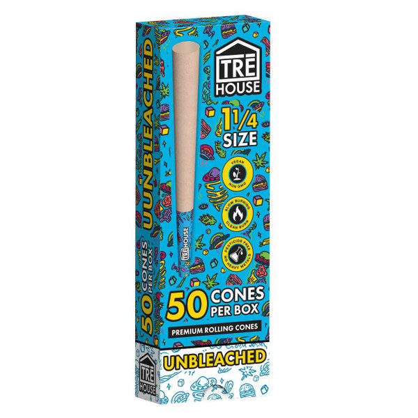 Tre House Premium Pre Roll Cones 1 1/4 Unbleached 50pk