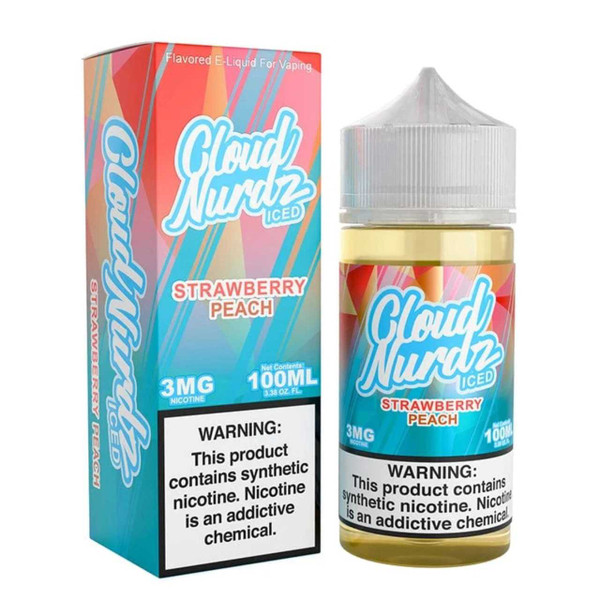 Cloud Nurdz Iced Strawberry Peach Synthetic Nicotine 100ml E-Juice