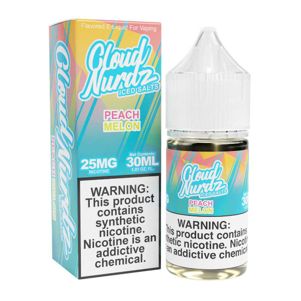 Cloud Nurdz Salts Iced Peach Melon Synthetic Nicotine 30ml E-Juice 25mg