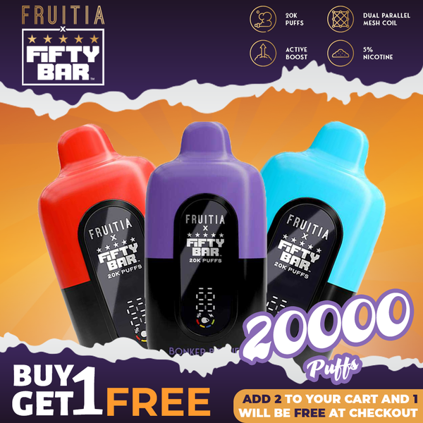 Fruitia x Fifty Bar Disposable (20000 Puffs) - Buy 1 Get 1 Free