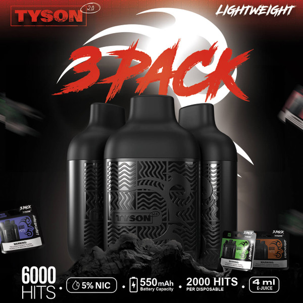 Tyson 2.0 Lightweight 6K Puff Disposable - 3PK