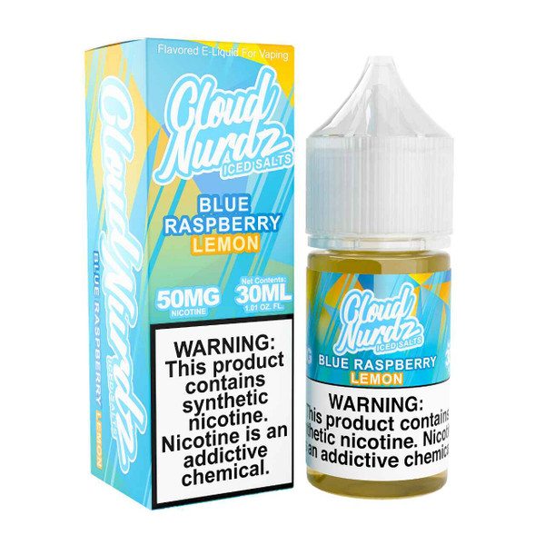 Cloud Nurdz Salts Iced Blue Raspberry Lemon Synthetic Nicotine 30ml E-Juice 50mg