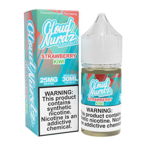 Cloud Nurdz Salts Iced Strawberry Kiwi Synthetic Nicotine 30ml E-Juice 25mg