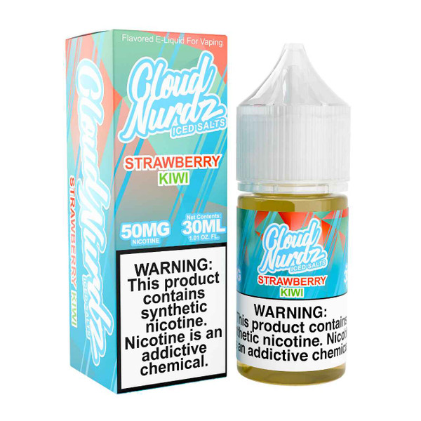Cloud Nurdz Salts Iced Strawberry Kiwi Synthetic Nicotine 30ml E-Juice 50mg