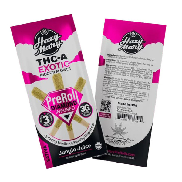 Hazy Mary Exotic Diamond Infused PreRoll 3G 3CT-Jungle Juice Sativa