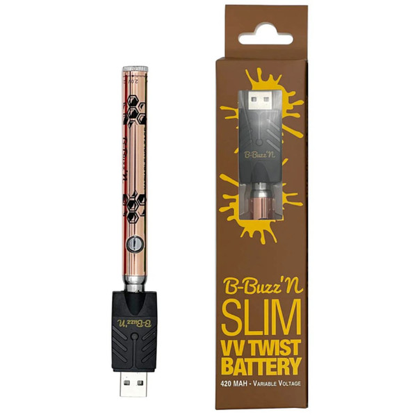 B-Buzz'n Slim VV Twist 420MAH Variable-Red Gold B-Buzz'n Slim VV Twist 420MAH Variable-Red Gold