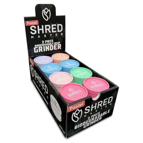 Shred Master Hemp Grinder 2 Piece -24COUNT Pastel