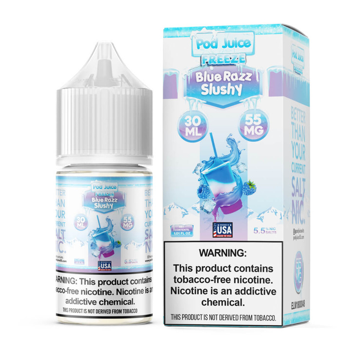 Pod Juice Salt Blue Razz Slushy Freeze Tobacco Free Nicotine E-Juice 30ml
