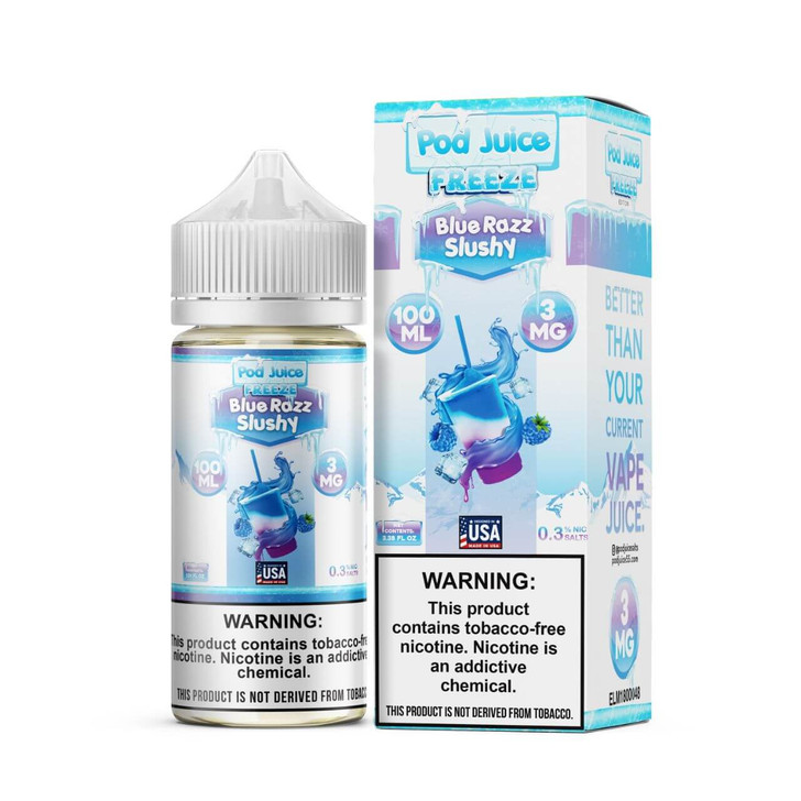 Pod Juice Blue Razz Slushy Freeze Tobacco Free Nicotine E-Juice 100ml