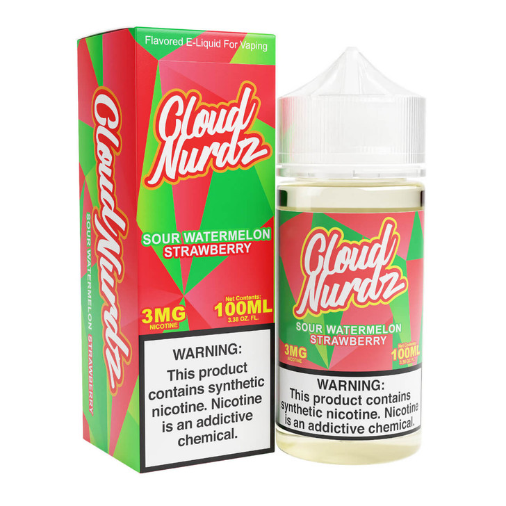 Cloud Nurdz Sour Watermelon Strawberry Synthetic Nicotine 100ml E-Juice