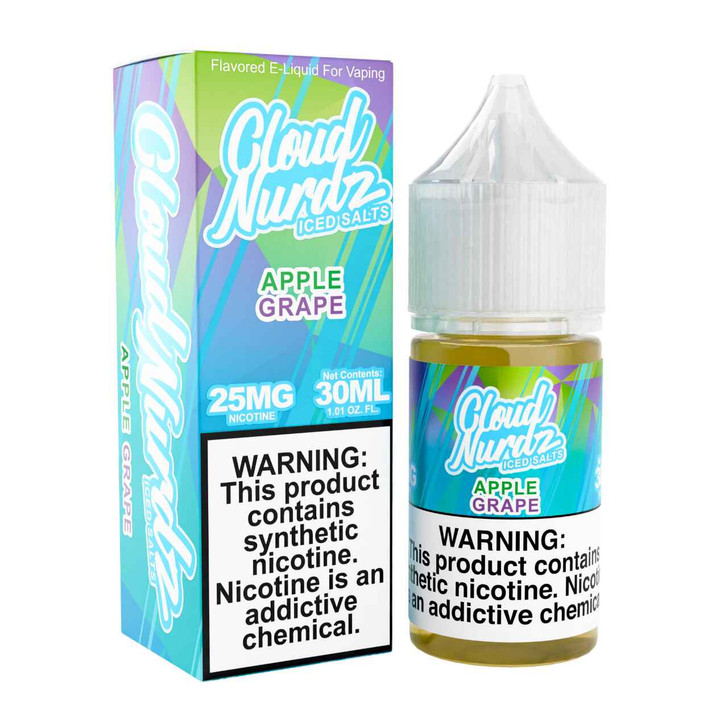 Cloud Nurdz Salts Iced Grape Apple Synthetic Nicotine 30ml E-Juice 25mg.jpg