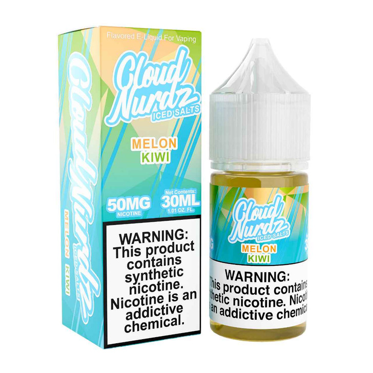 Cloud Nurdz Salts Iced Kiwi Melon Synthetic Nicotine 30ml E-Juice