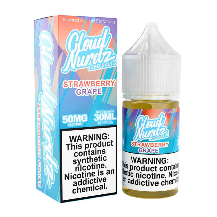 Cloud Nurdz Salts Iced Grape Strawberry Synthetic Nicotine 30ml E-Juice 50mg