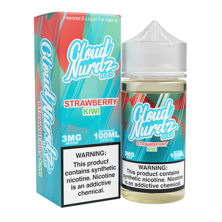 Cloud Nurdz Iced Strawberry Kiwi Synthetic Nicotine 100ml E-Juice