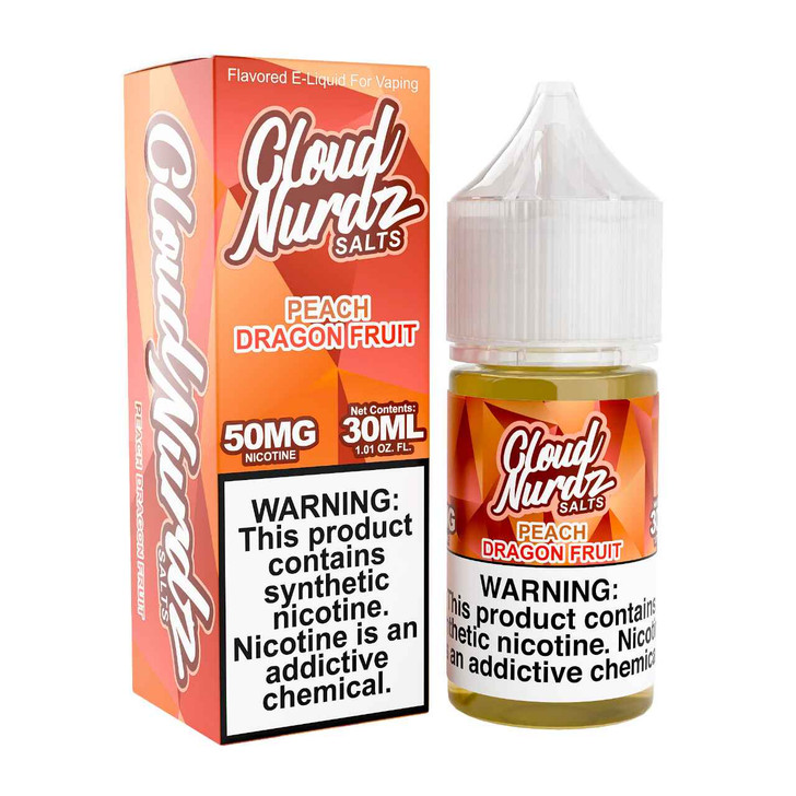 Cloud Nurdz Salts Peach Dragonfruit Synthetic Nicotine 30ml E-Juice 50mg