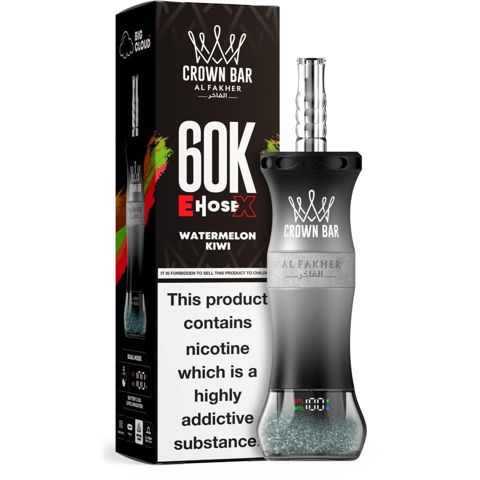 Al Fakher Crown Bar E Hose X 60K Puff Disposable Watermelon Kiwi