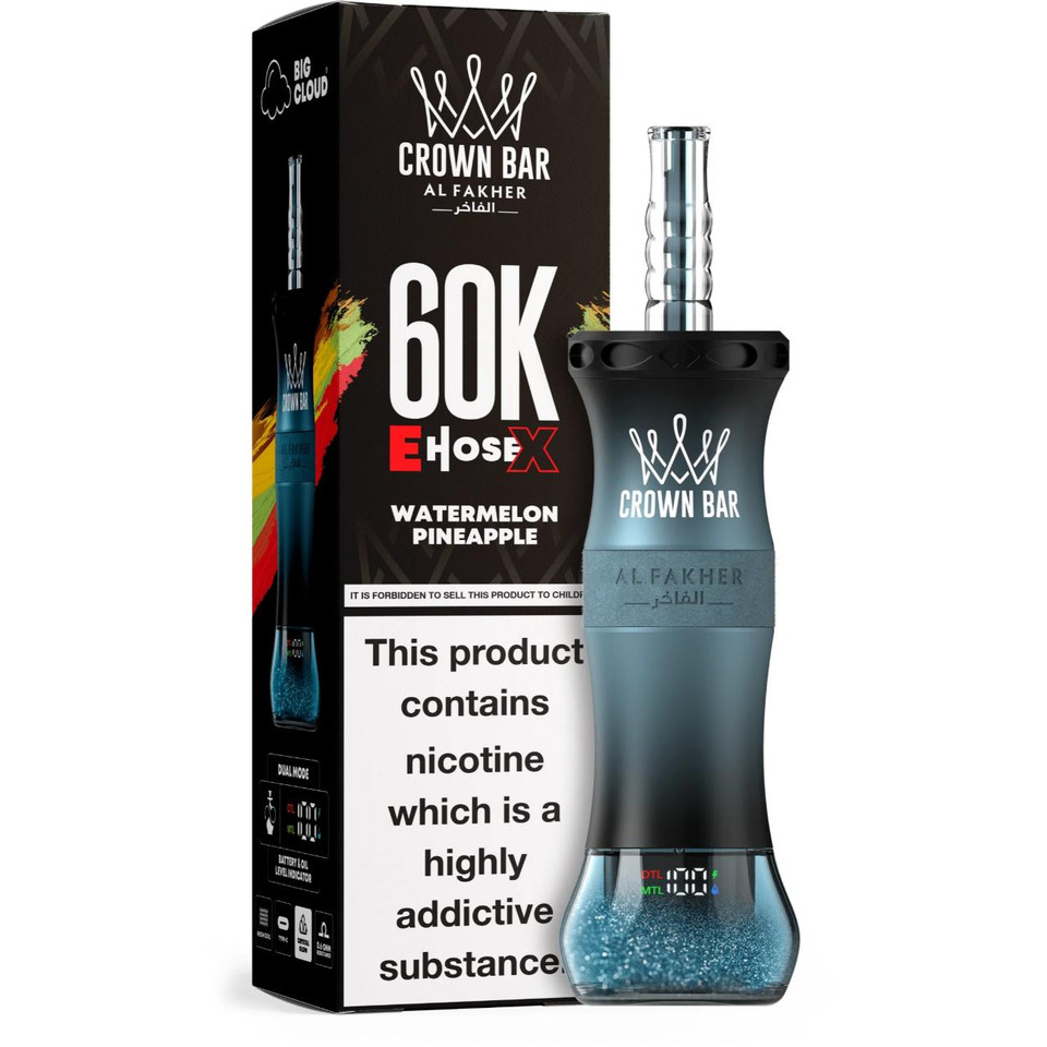 Al Fakher Crown Bar E Hose X 60K Puff Disposable Watermelon Pineapple