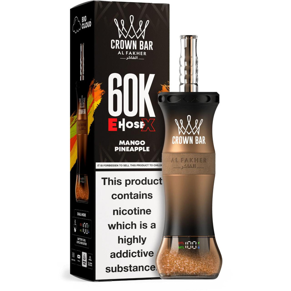 Al Fakher Crown Bar E Hose X 60K Puff Disposable Mango Pineapple