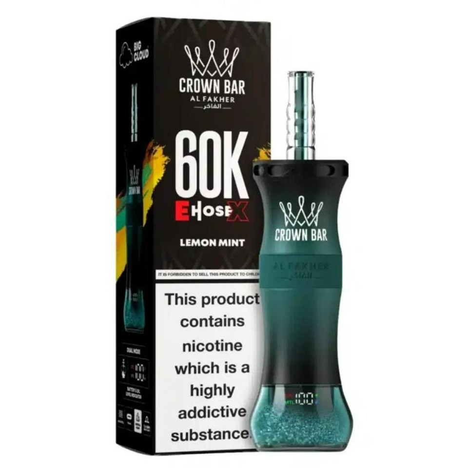 Al Fakher Crown Bar E Hose X 60K Puff Disposable Lemon Mint