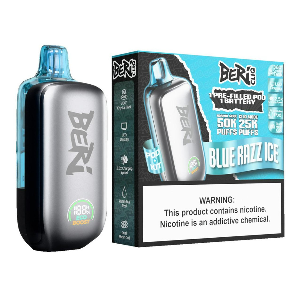 Beri Cliq 50K Puff Disposable Kit Blue Razz Ice