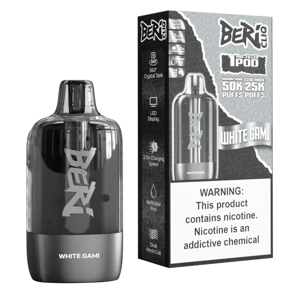 Beri Cliq 50K Replacement Pod Catridge - 1PK White Gami