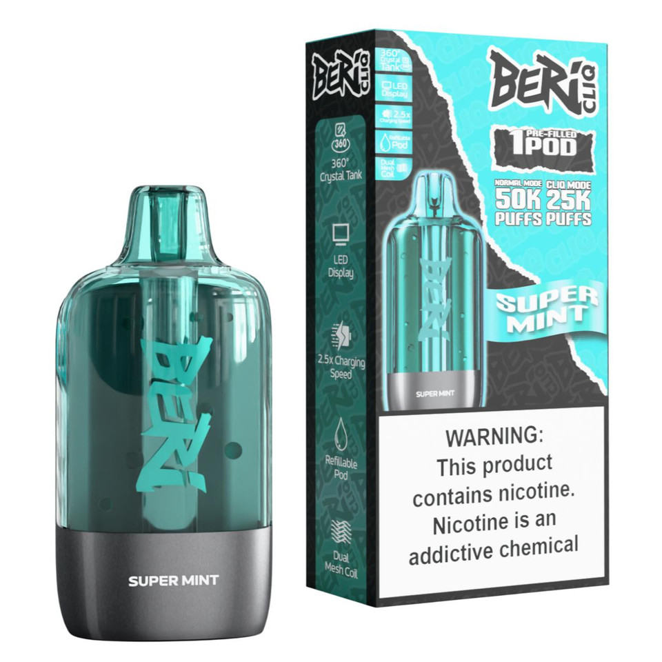 Beri Cliq 50K Replacement Pod Catridge - 1PK Super Mint