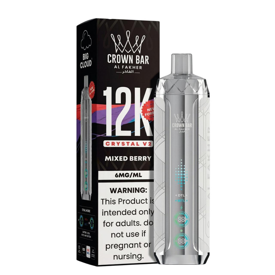 Al Fakher Crown Bar Crystal V2 12K Puff Disposable-Mixed Berry