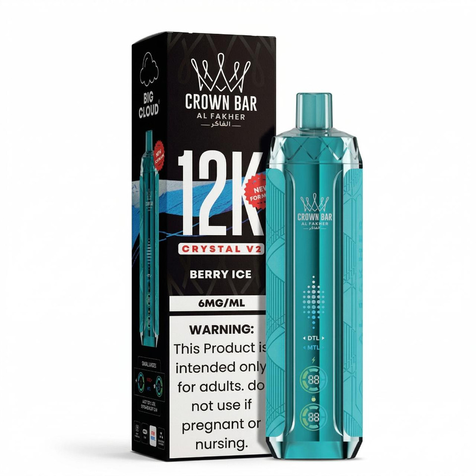 Al Fakher Crown Bar Crystal V2 12K Puff Disposable-Berry Ice