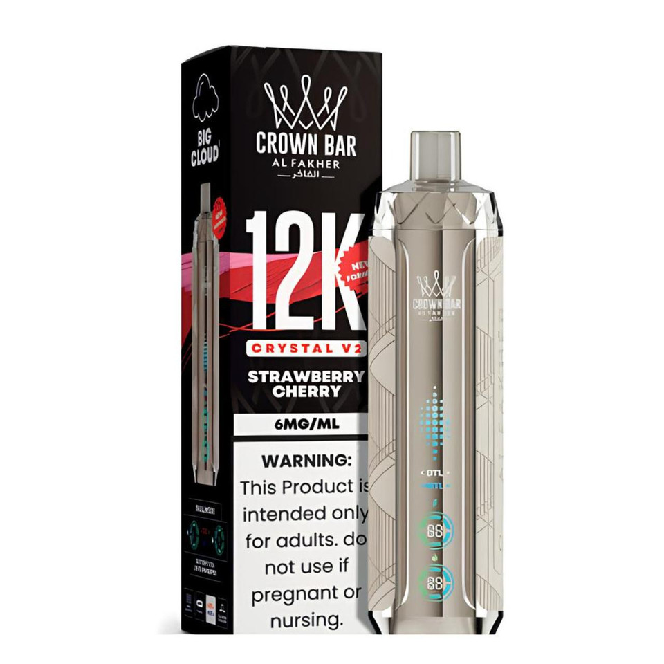 Al Fakher Crown Bar Crystal V2 12K Puff Disposable-Strawberry Cherry