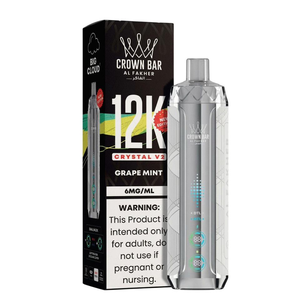 Al Fakher Crown Bar Crystal V2 12K Puff Disposable-Grape Mint