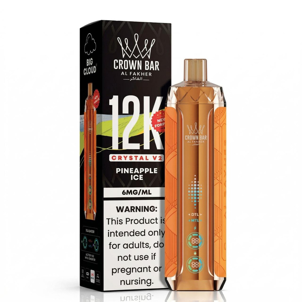 Al Fakher Crown Bar Crystal V2 12K Puff Disposable-Pineapple Ice