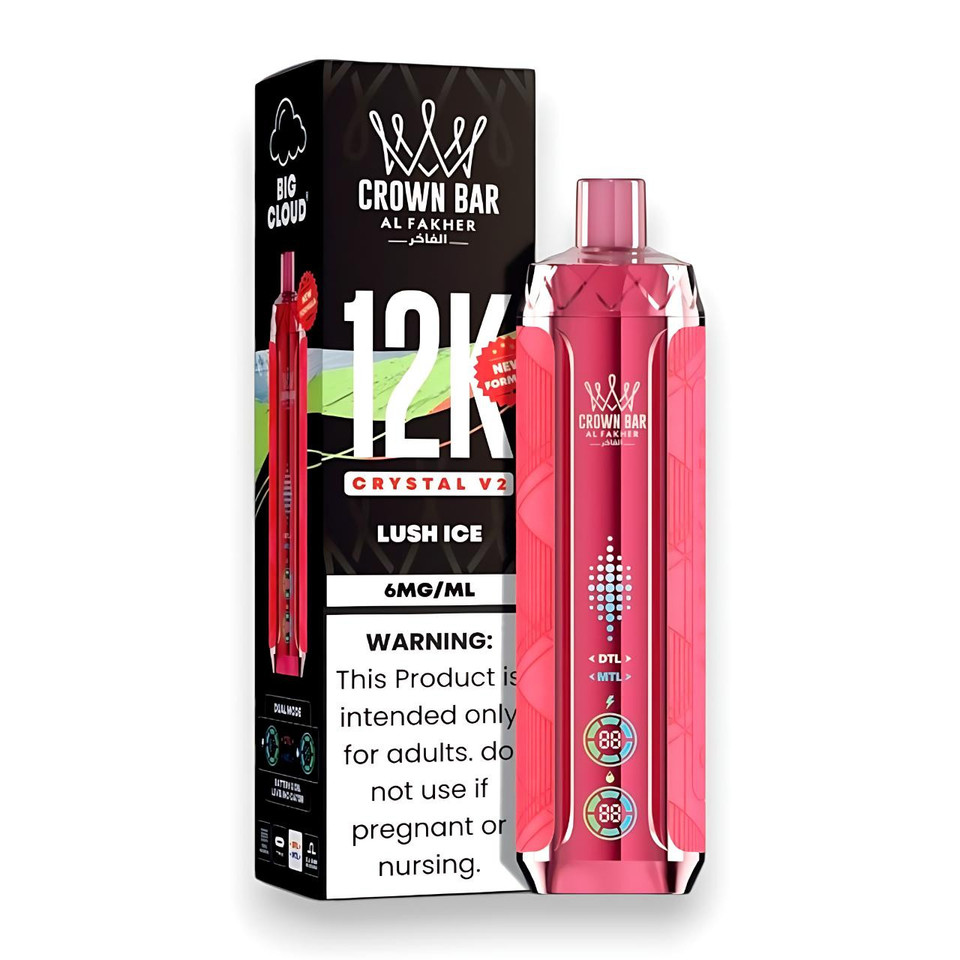 Al Fakher Crown Bar Crystal V2 12K Puff Disposable-Lush Ice